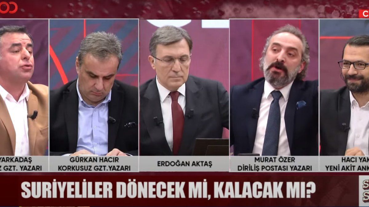 Canlı yayında Suriyeliler ve Esad kavgası
