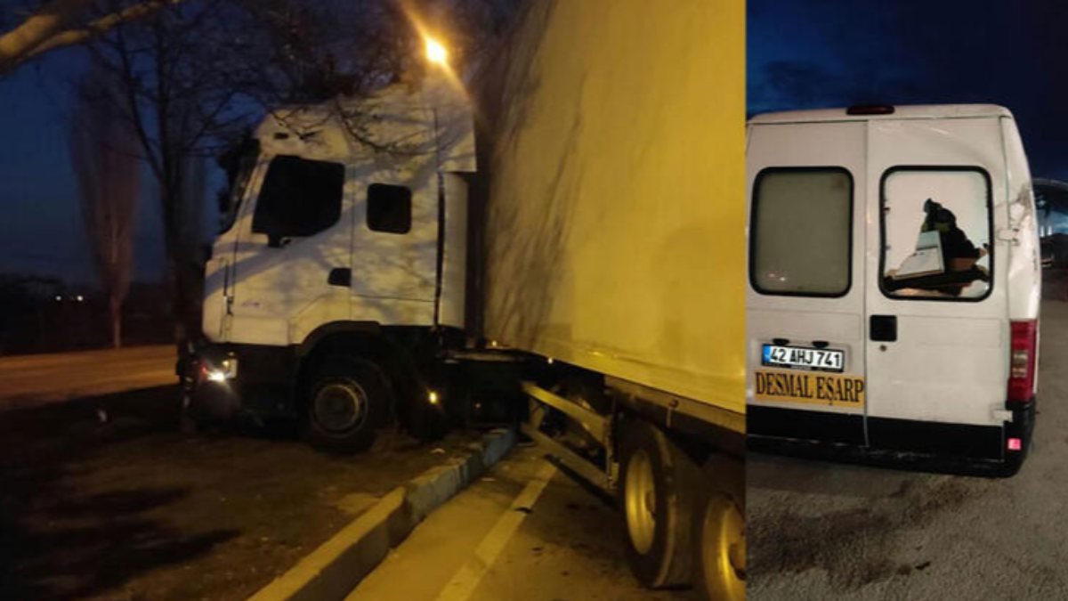 Konya'da park edilmiş 2 araca çarpan tır şoförü hayatını kaybetti