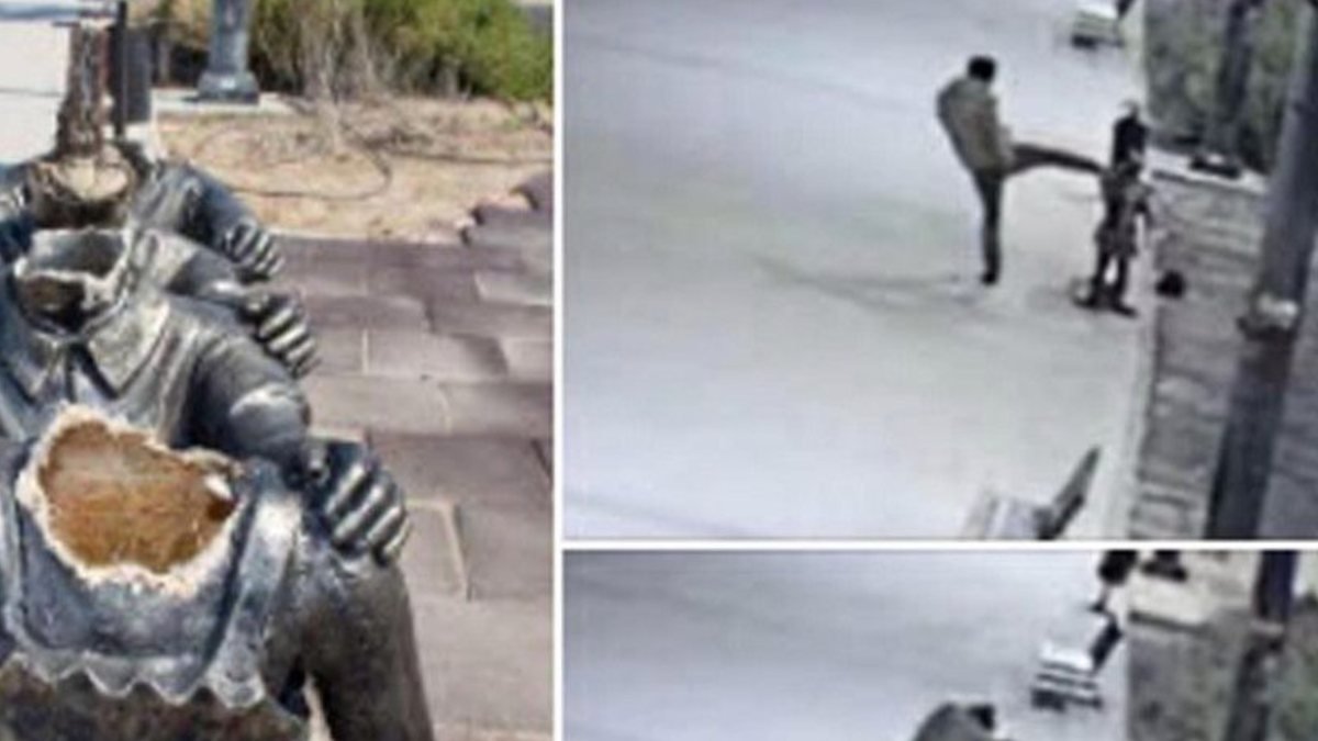 İzmir'de çocuk heykellerinin başını kırıp denize attı