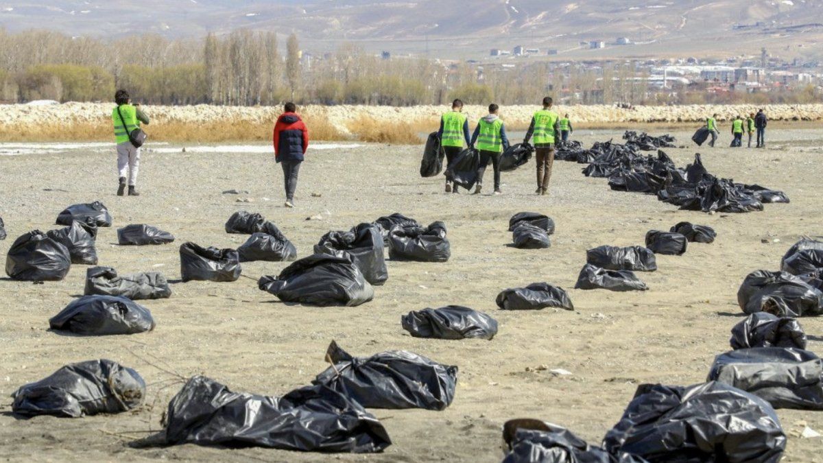 Van Gölü sahilinde 45 ton çöp toplandı