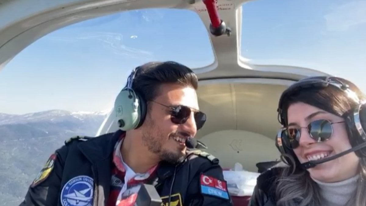 Bursa'daki kazada ölen pilotun, uçakta evlilik teklifi ettiği anlar