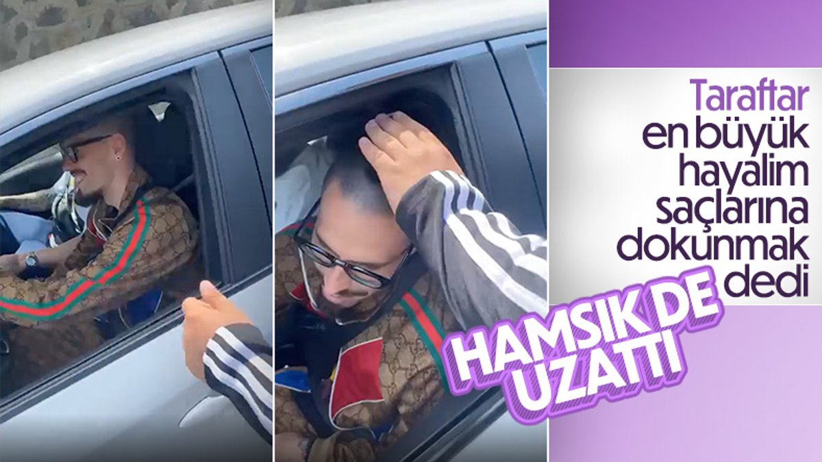 Trabzonspor taraftarı Hamsik'in saçlarını elledi
