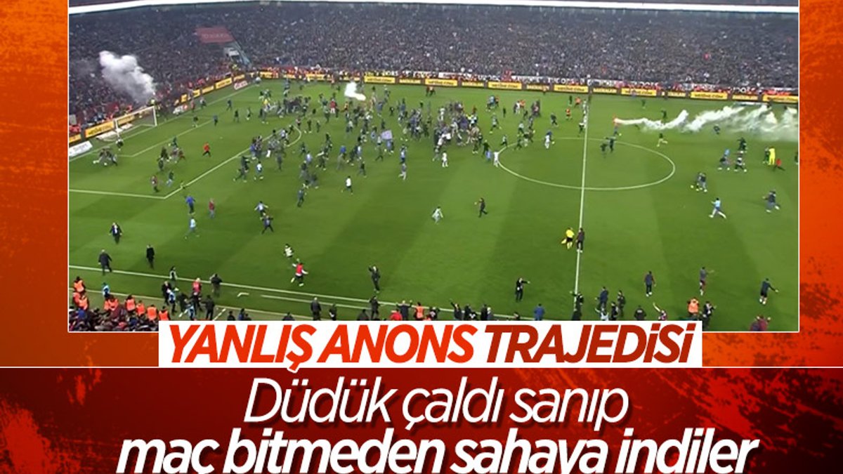 Trabzon'da taraftar maç bitmeden sahaya indi