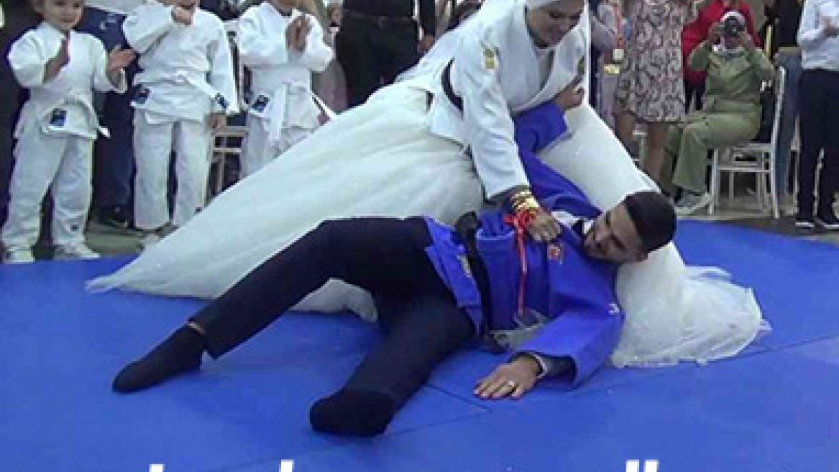 Denizli'de judocular nikah masasına judo kıyafetiyle oturdu
