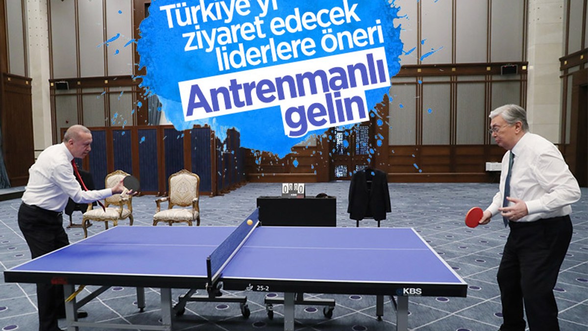 Cumhurbaşkanı Erdoğan, Tokayev ile masa tenisi oynadı