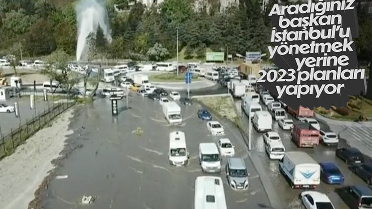 Bahçeşehir'de İSKİ'ye ait su borusu patladı