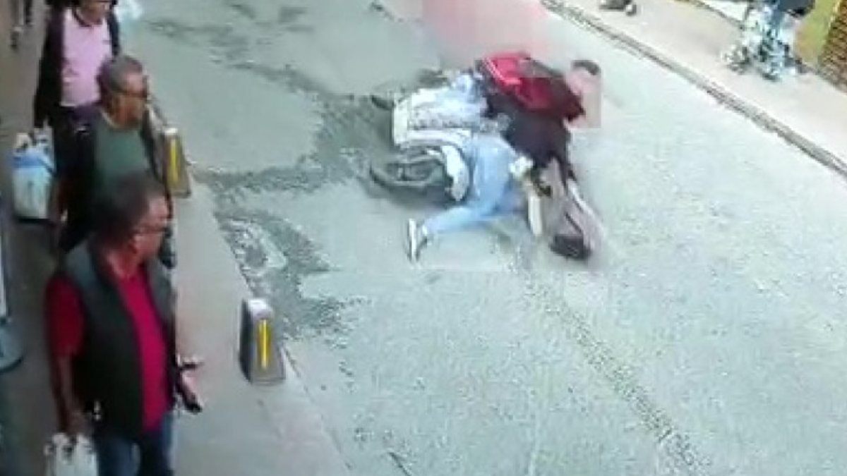 Şişli'de moto kuryenin yayaya çarptığı kaza