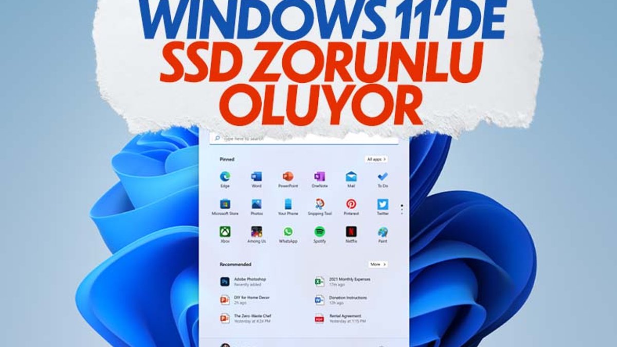 Windows 11, SSD kullanımını zorunlu hale getirecek