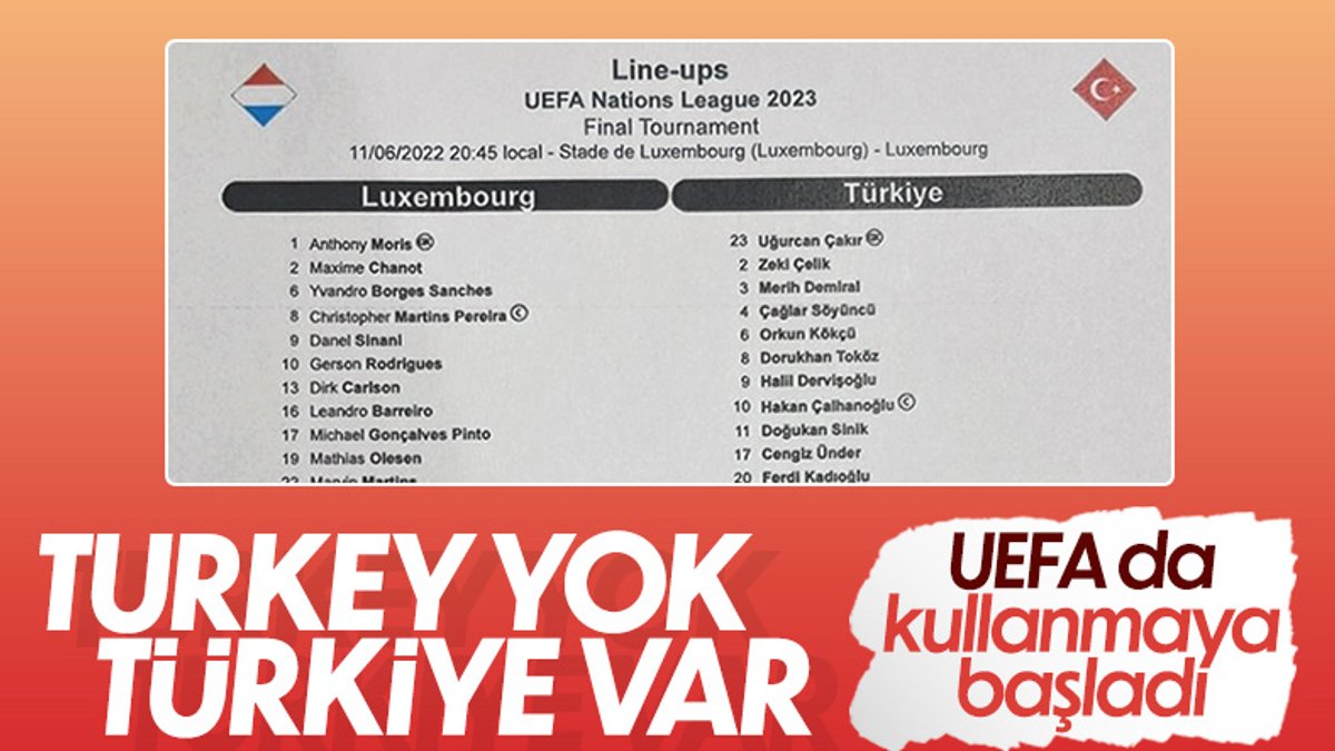 UEFA'dan 'Türkiye' değişikliği