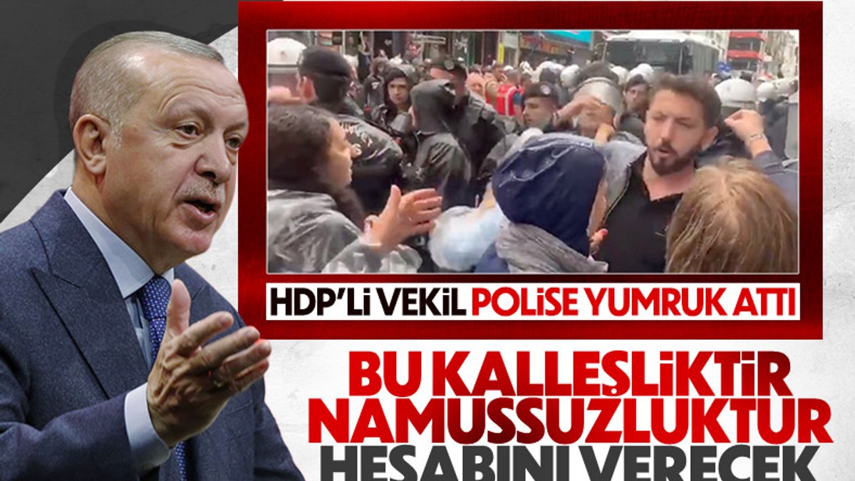 Cumhurbaşkanı Erdoğan'dan İstanbul'da polise saldıran HDP'lilere tepki