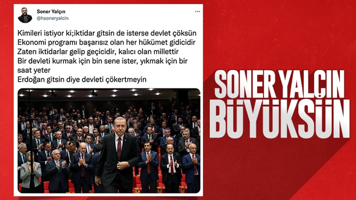 Soner Yalçın: Erdo­ğan gitsin diye devleti çö­kertmeyin