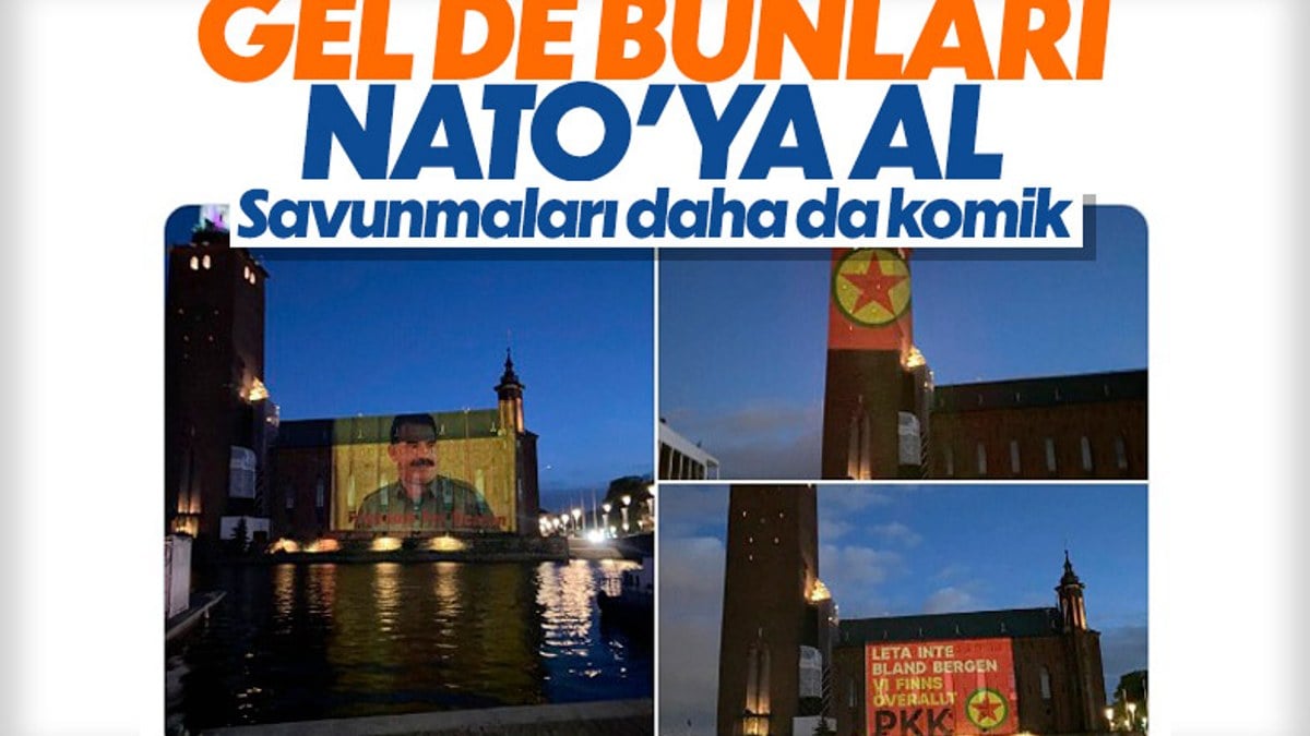 İsveç'te PKK paçavraları ve Öcalan'ın fotoğrafları sembol binalara yansıtıldı