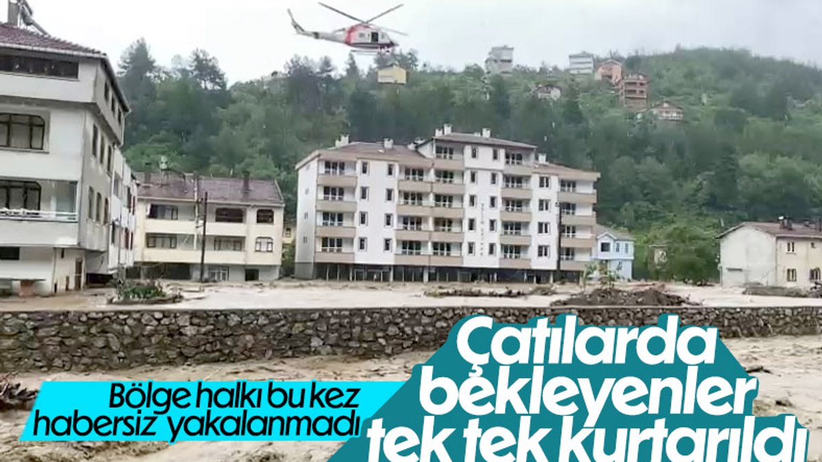 Kastamonu'daki vatandaşlar selden helikopterle kurtarılıyor