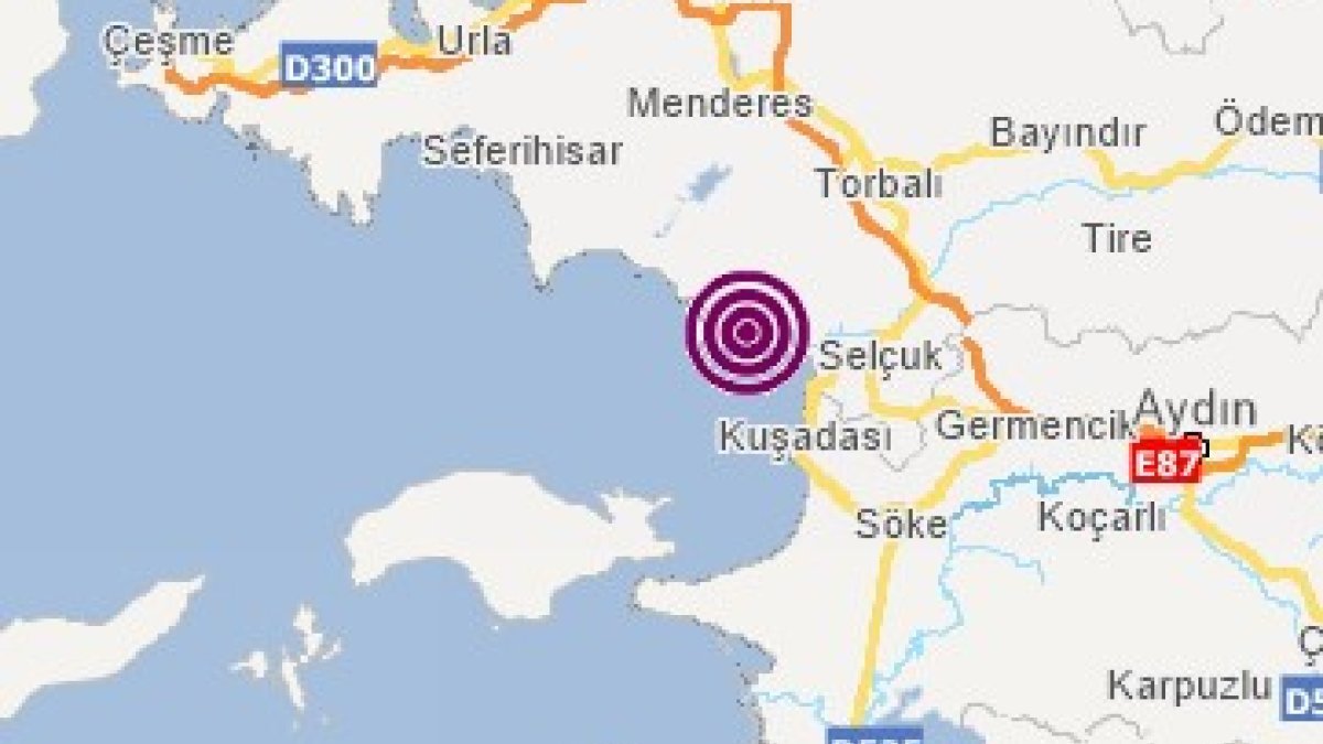 Aydın Kuşadası'nda 3.9 büyüklüğünde deprem
