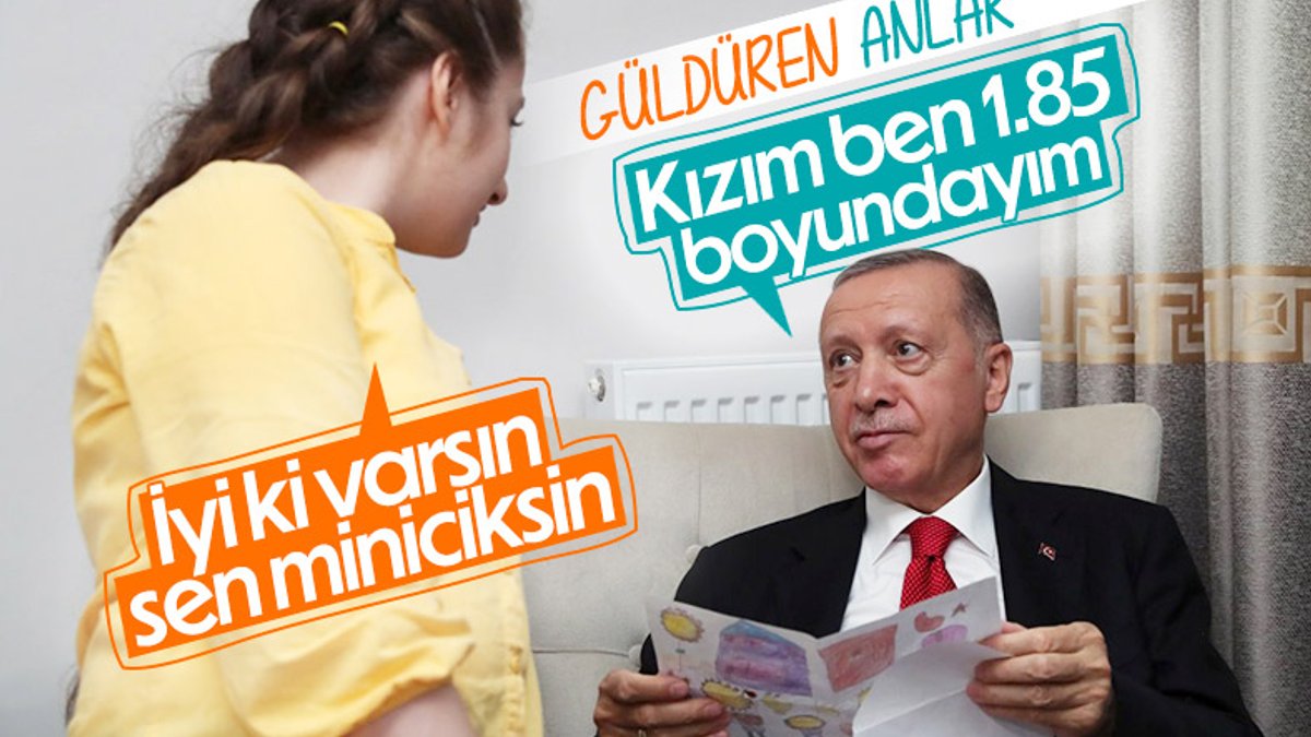 Cumhurbaşkanı Erdoğan'dan kendisine şiir yazan kıza: Ne miniği ya 1.85 boyundayım ben