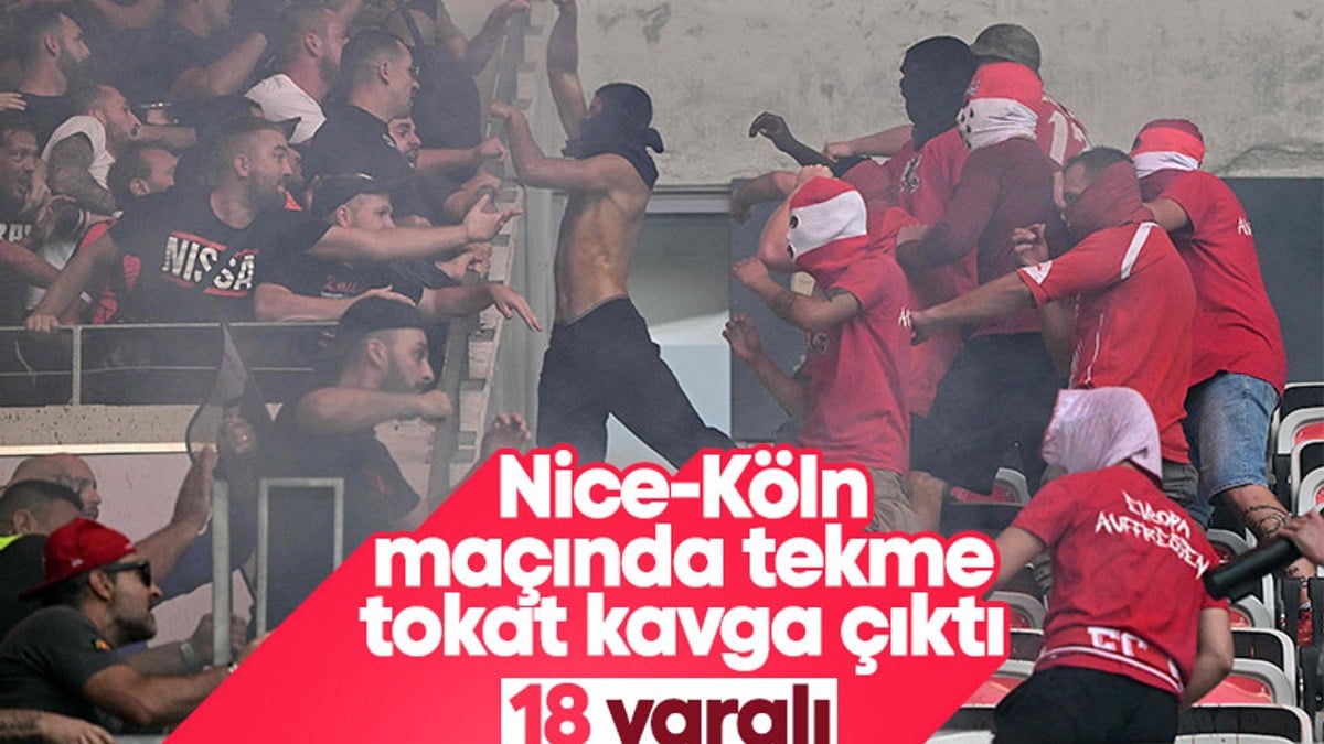 Nice - Köln maçında tribünde büyük kavga