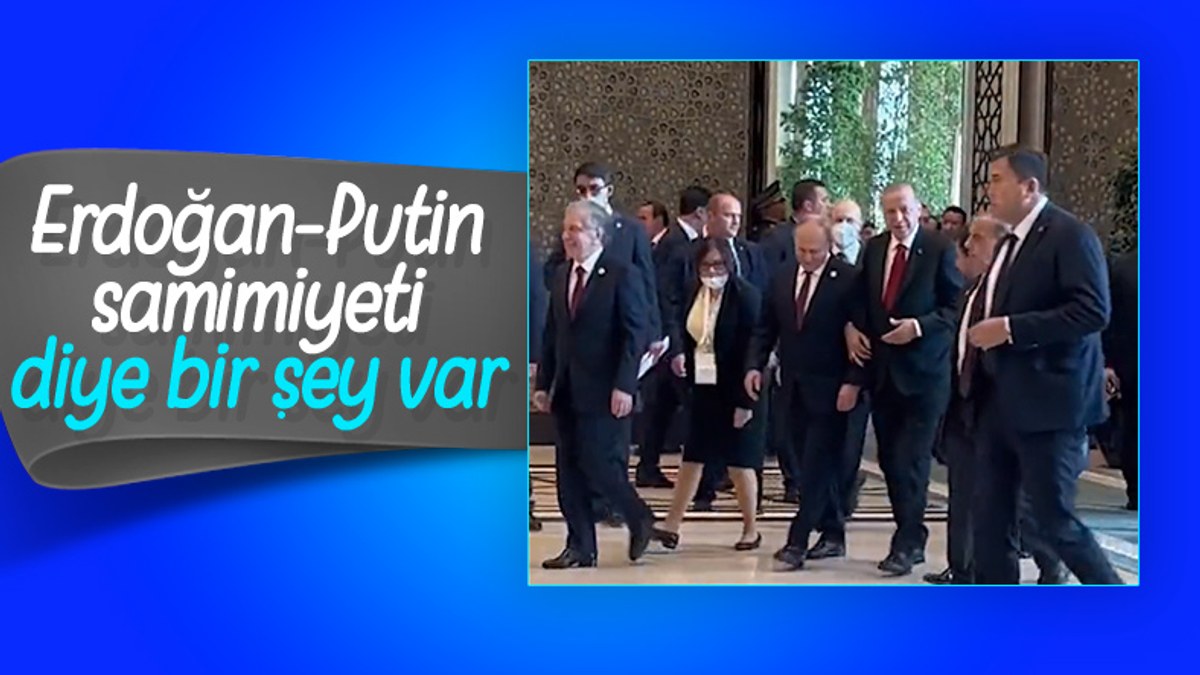 Cumhurbaşkanı Erdoğan ve Putin kol kola yürüdü