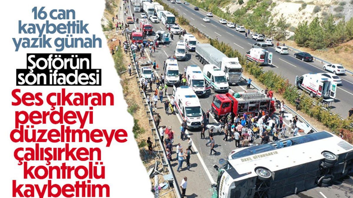 Gaziantep'te 16 kişinin öldüğü kazada şoförün perde ile uğraştığı detayı