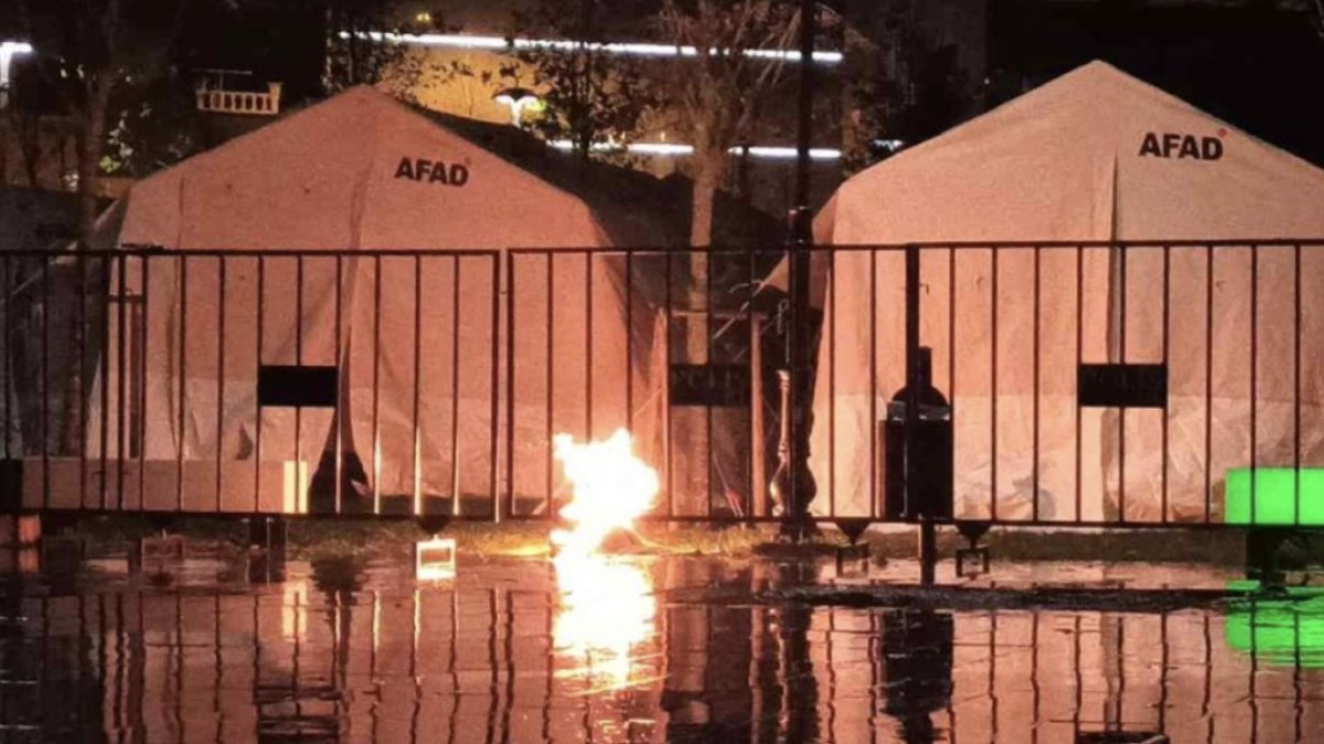 Düzce'de depremzedeler için kurulan çadırkentte yangın