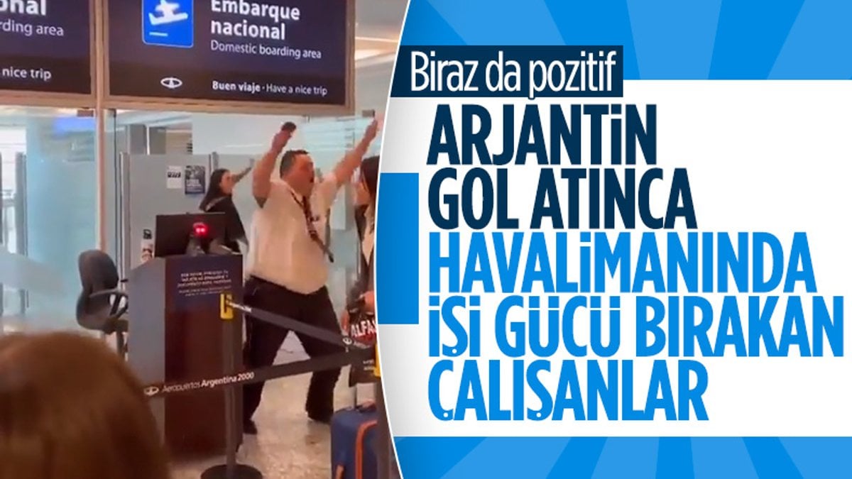 Arjantin, Polonya'ya gol attığında havalimanında hayat duruyor