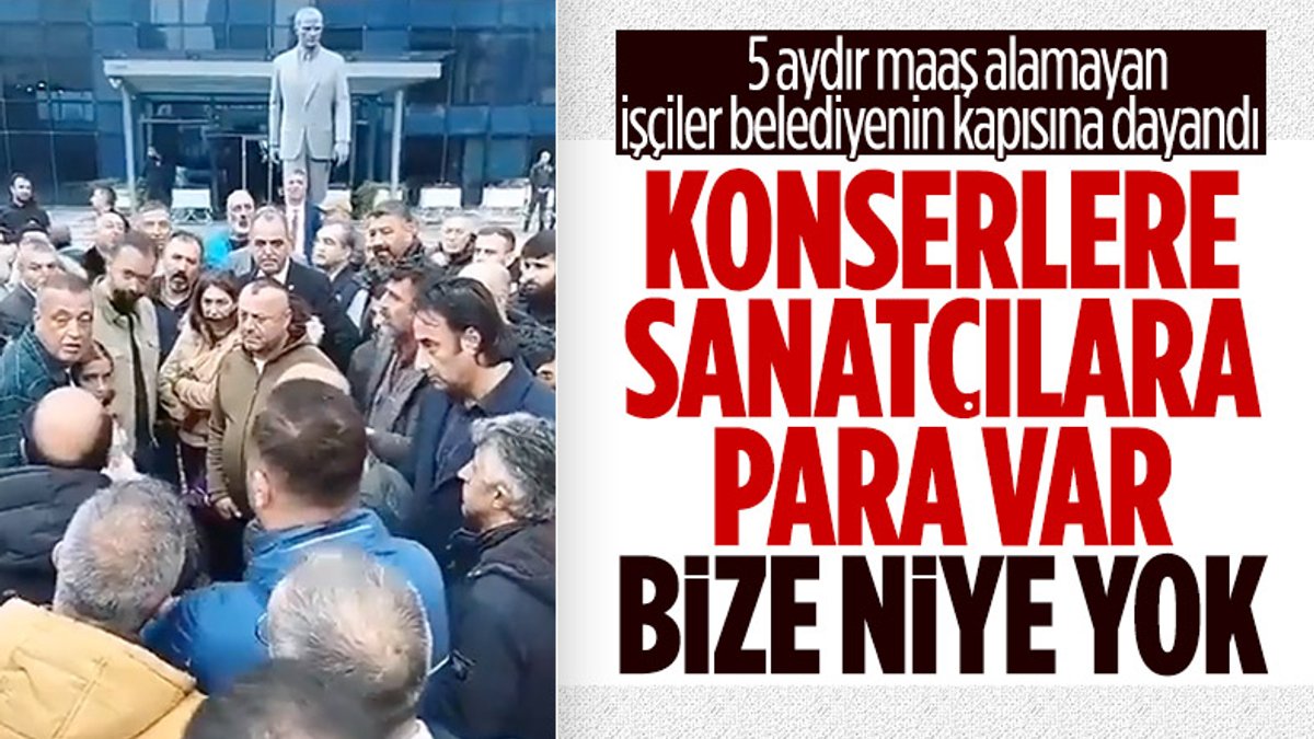 CHP'li Ataşehir Belediyesi'nde maaşlarını alamayan işçilerden protesto