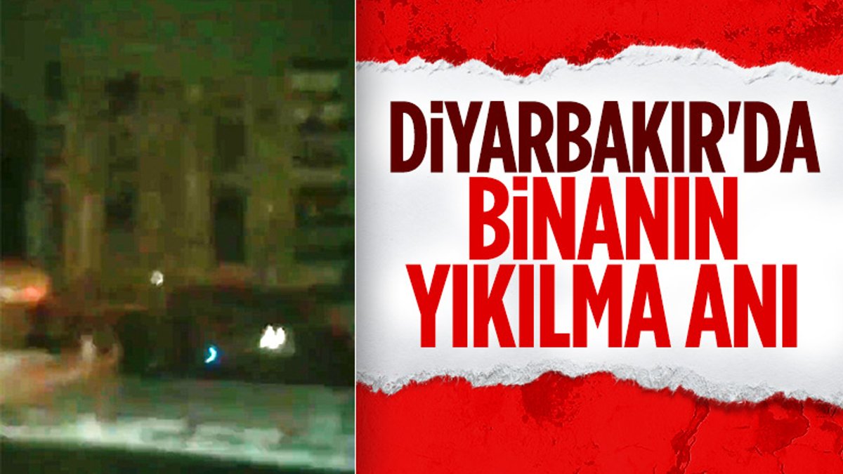 Diyarbakır'da depremden etkilenen 15 katlı binanın çökme anı kamerada