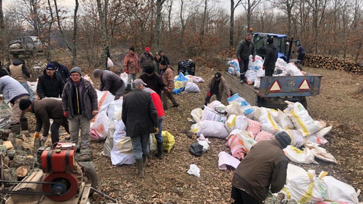 Edirne ve Bolu'da orman köylüleri, deprem bölgelerine yakacak odun gönderdi