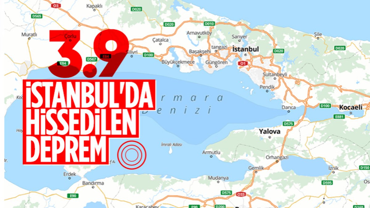 Marmara Denizi'nde 3.9 büyüklüğünde deprem