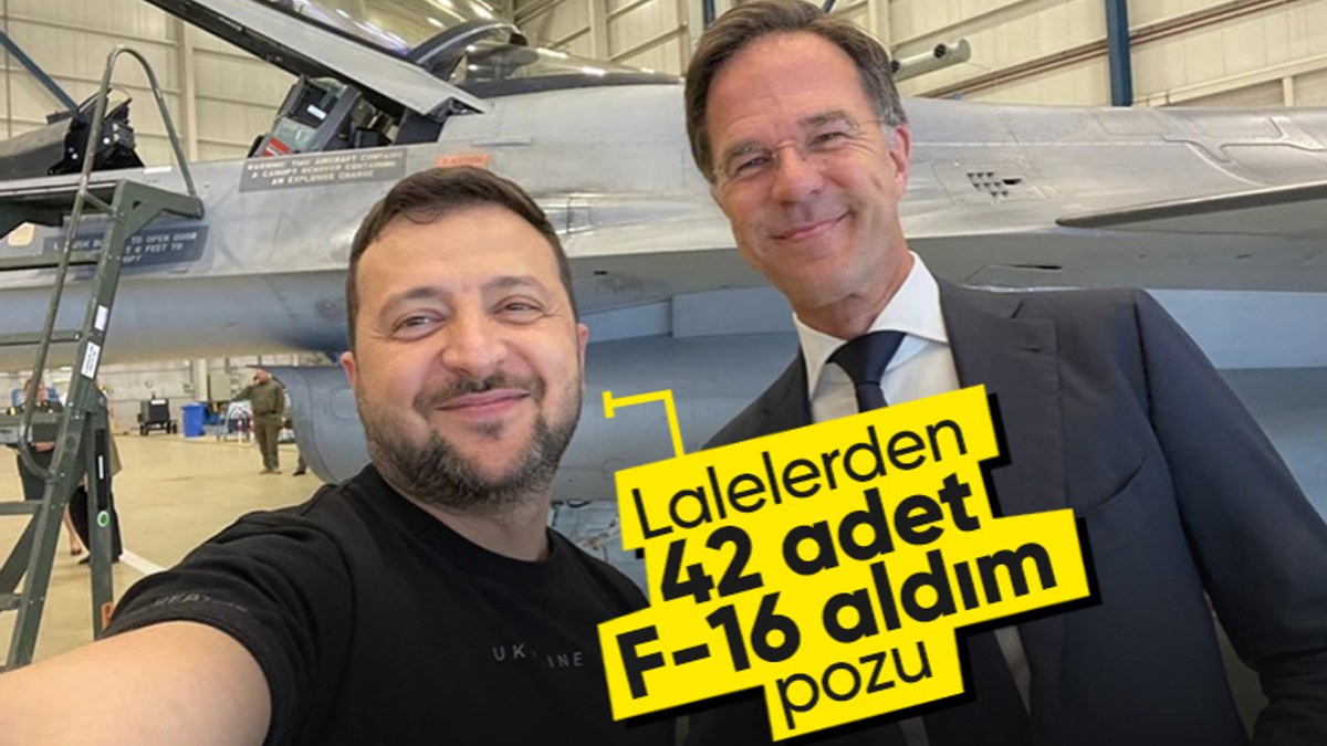 Vladimir Zelensky'den Hollanda'da Mark Rutte ile F-16 selfiesi