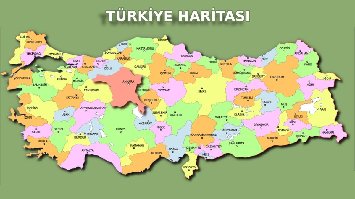 Türkiye Haritası 81 il isim listesi! İşte içinde Ş, V, G, H harflerinin ...