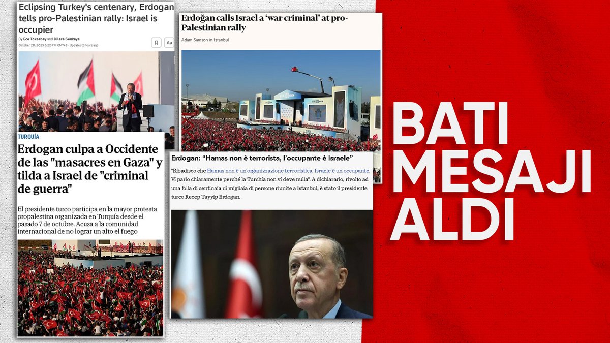 Cumhurbaşkanı Erdoğan'ın Büyük Filistin Mitingi'ndeki açıklamaları dünya basınında
