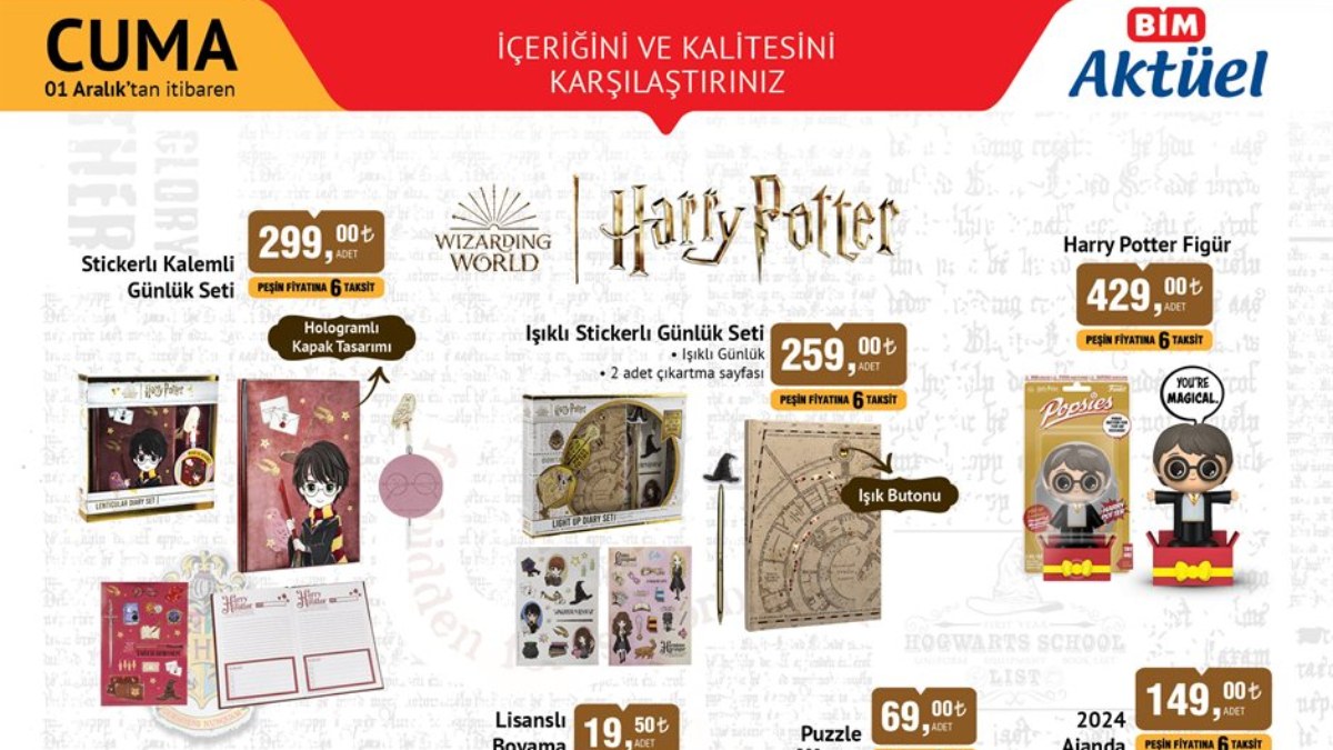 BİM 1 ARALIK AKTÜEL: Harry Potter fanları çıldıracak! Lisanslı ürünler BİM'de...