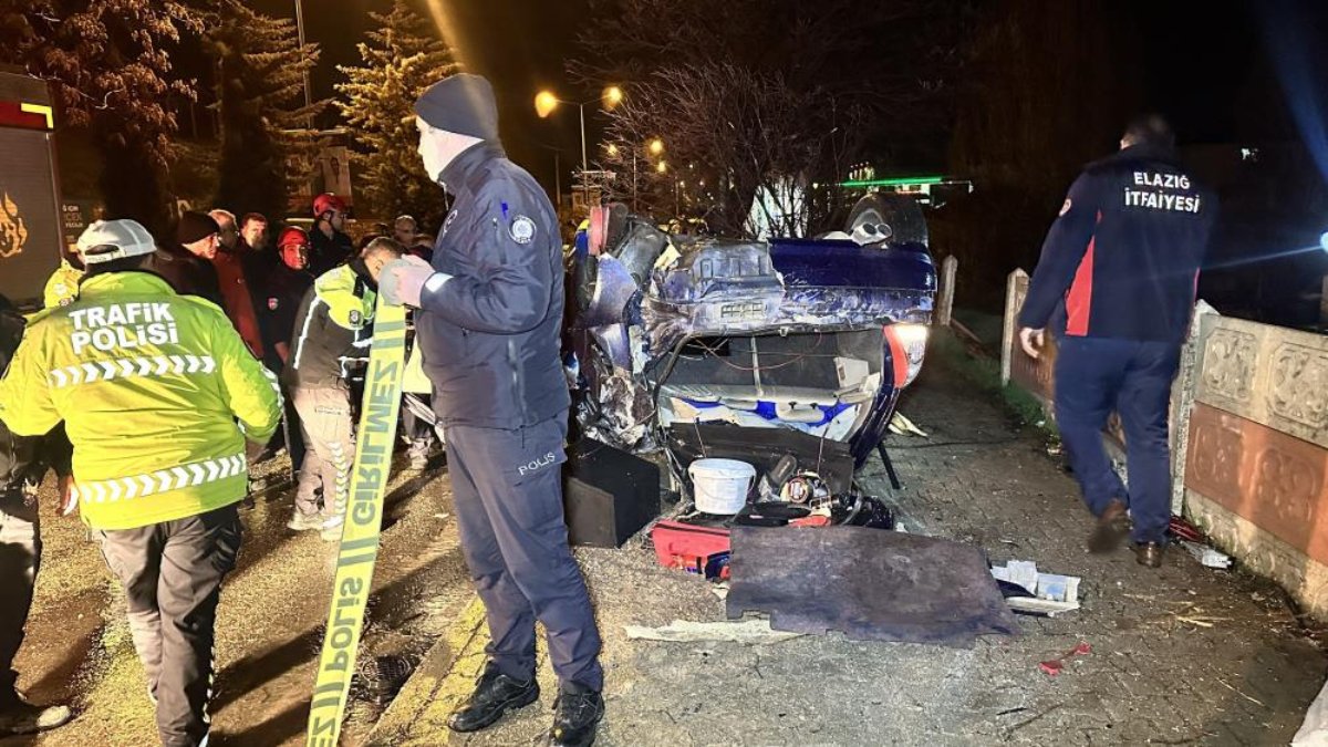 Elazığ'da ağaçları devirip takla atan otomobildeki 2 kişi ağır yaralandı