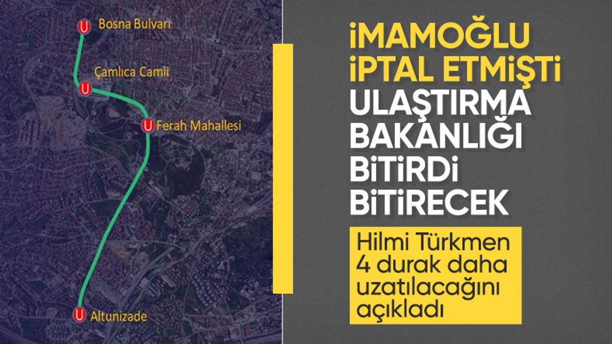 Hilmi Türkmen duyurdu: Çamlıca Metrosu'na 4 durak daha ekleniyor