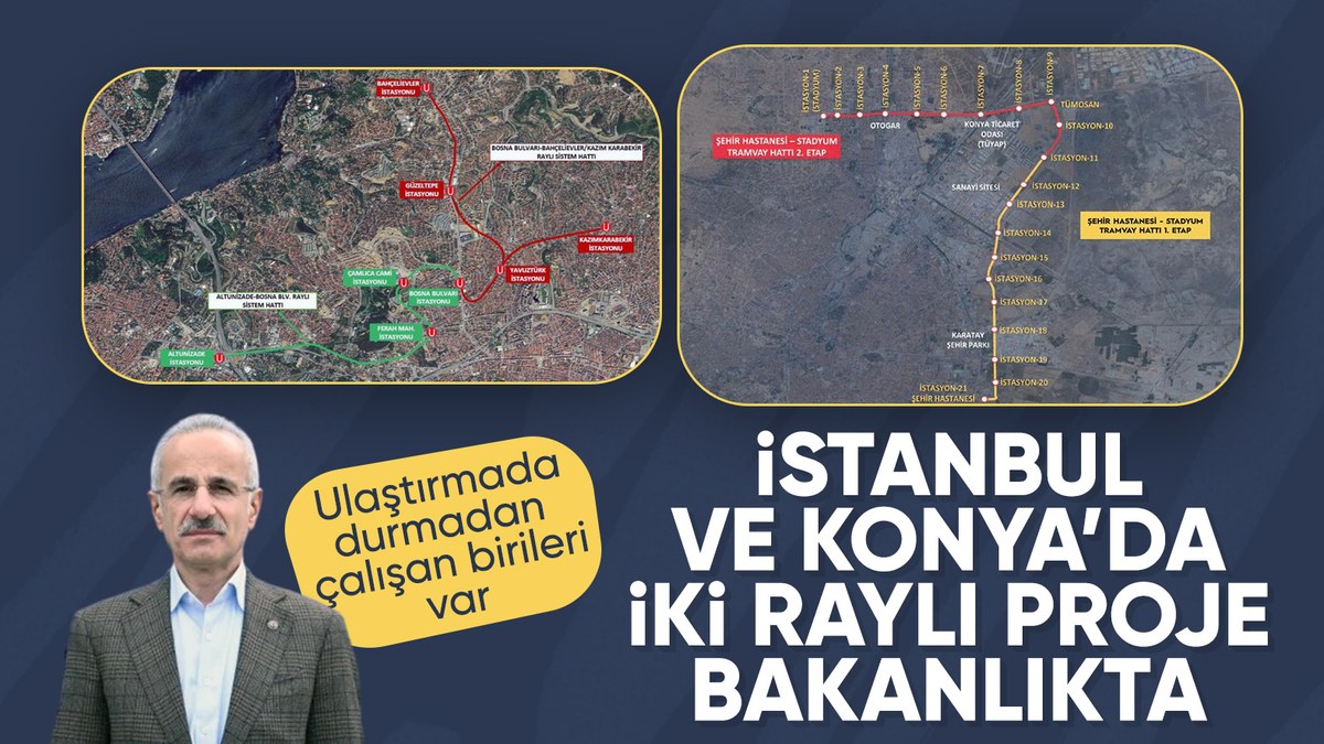 Ulaştırma ve Altyapı Bakanlığı, İstanbul ve Konya'da iki raylı sistem projesini üstlendi
