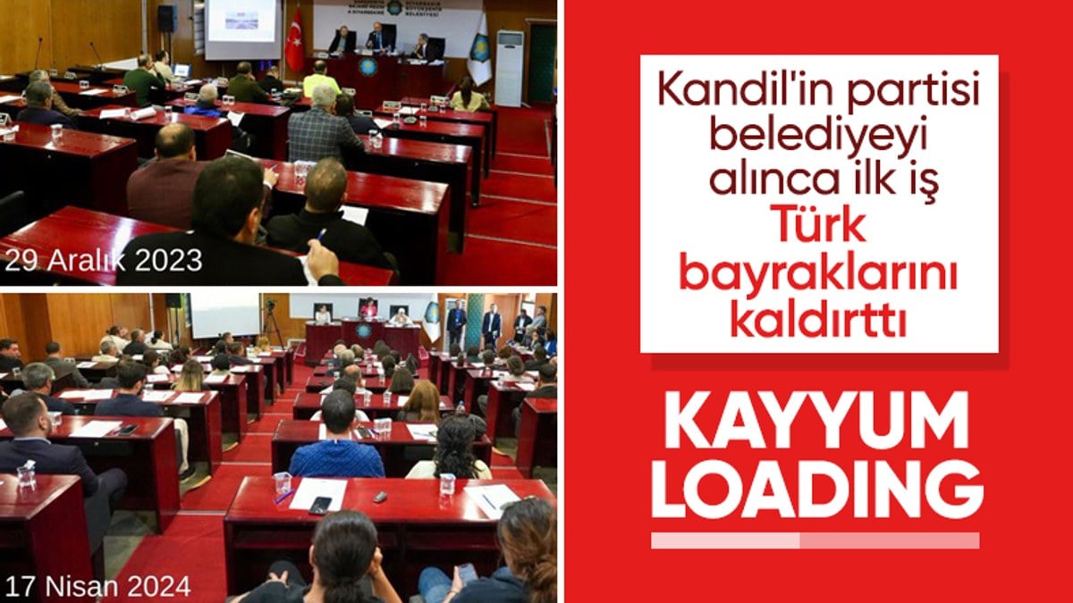 DEM Parti, Diyarbakır'da meclis salonunda bulunan Türk bayrağını kaldırdı