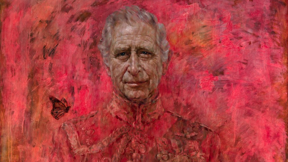 Kral Charles'ın kırmızı portresi dikkat çekti