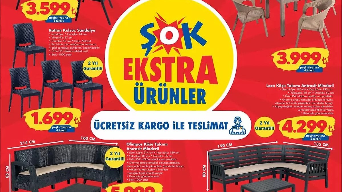 Bahçeye, terasa, balkona ŞOK'tan fırsat: Masa takımı 5.999 TL, Sandalye 1.699 TL, Köşe takımı 4.299 TL...