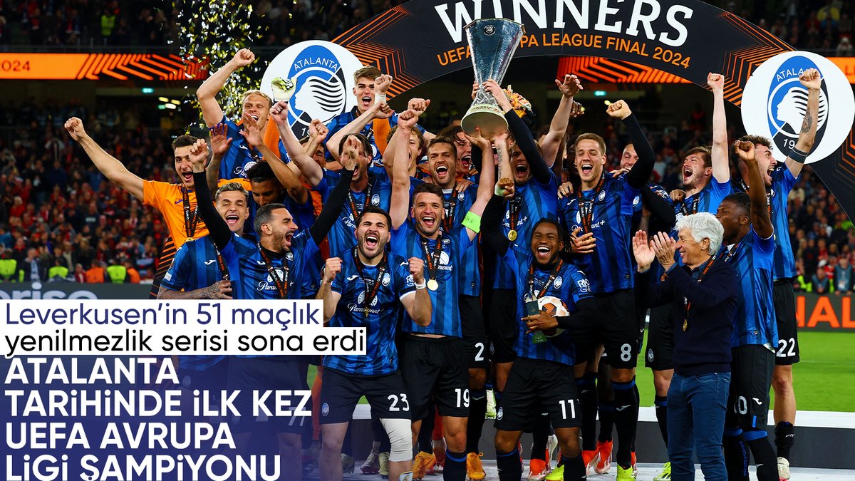 Atalanta, Bayer Leverkusen'i yenerek UEFA Avrupa Ligi şampiyonu oldu