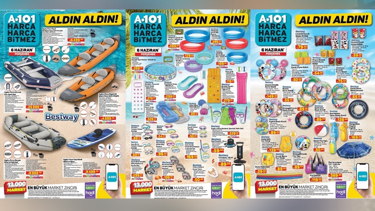 Sezon açılıyor, tatilciler A101’e hücum ediyor: Plaj Şemsiyesi 369.00 TL, Deniz Simidi 55.00 TL…