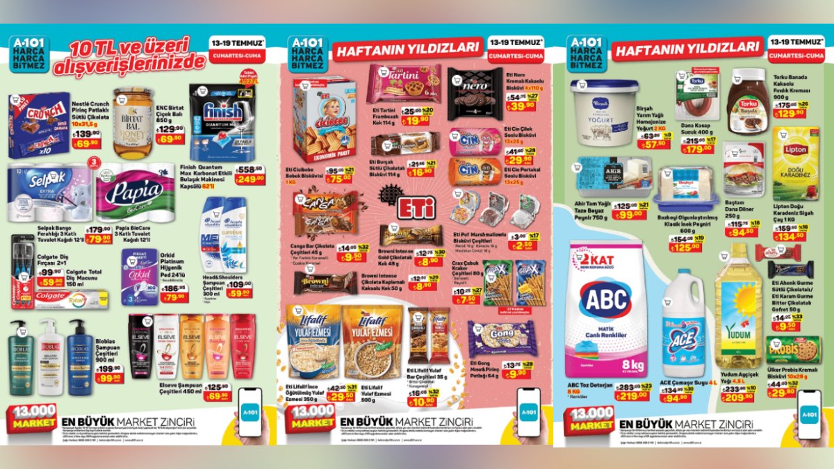 A101’den yüzde 60’a varan indirim; Finish Bulaşık Tableti 249,00 TL, 12’li Tuvalet Kağıdı 79.90 TL…