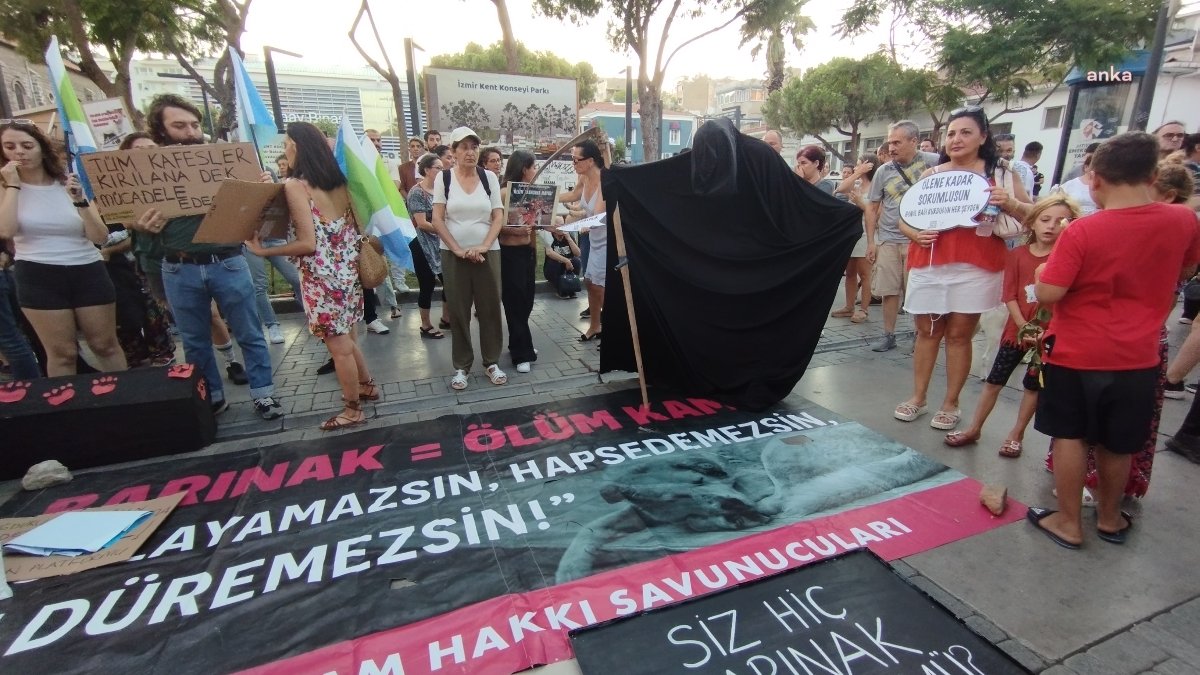 İzmir'de başıboş sokak köpeği düzenlemesine karşı protesto: Azrail canlandırması yaptı