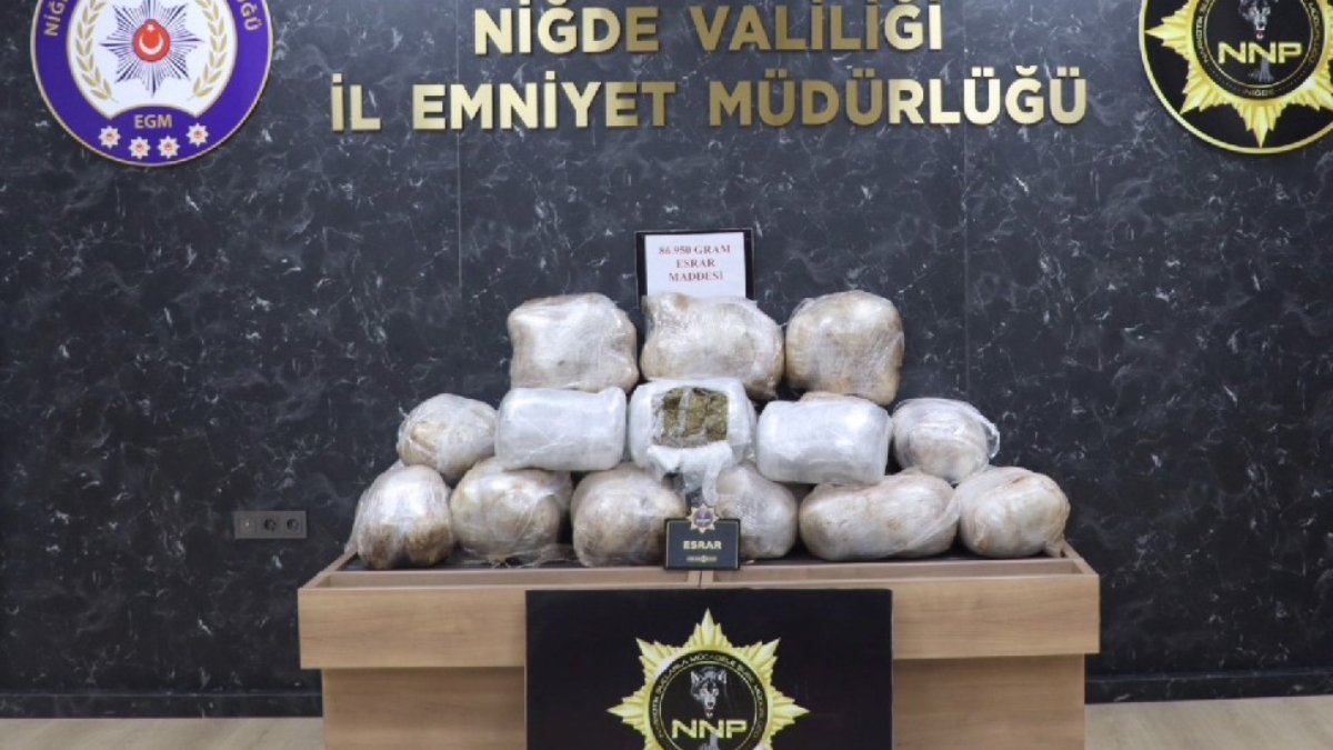 Niğde'de tırın kasasında 86 kilo 950 gram esrar ele geçirildi