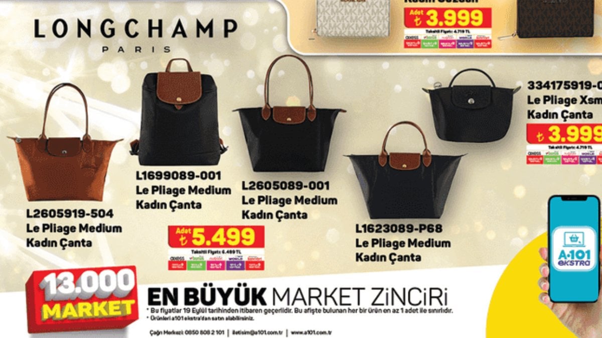 Influencer çantası geldi: Longchamp çantalar A101'de! İşte fiyatları...