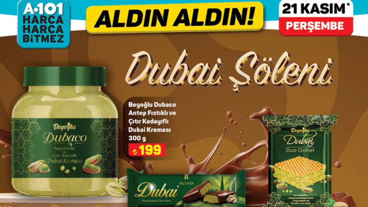 Yüzlerce lira vermeyin! A101'de Dubai şöleni başladı: Dubai gofret 25 TL, çikolata 99 TL, krema 199 TL....