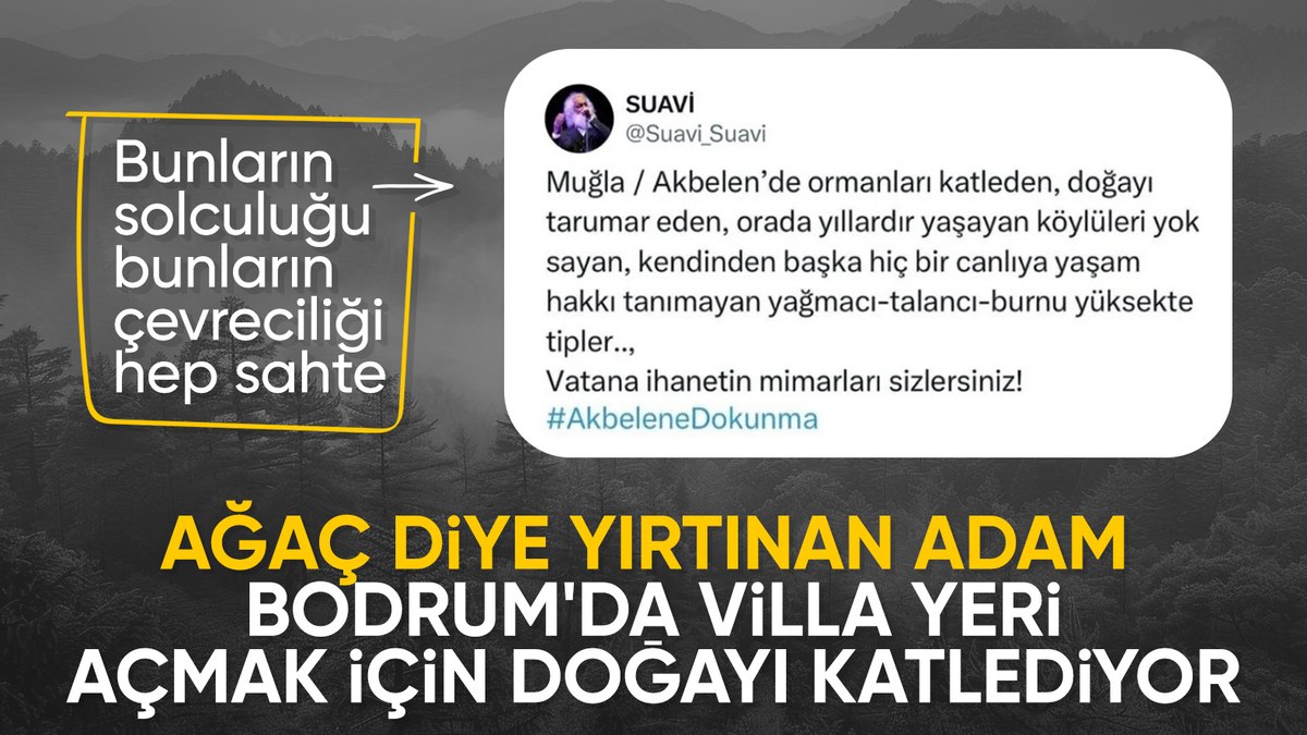 Ağaç talanı yapan Suavi'nin eski 'çevreci' paylaşımları