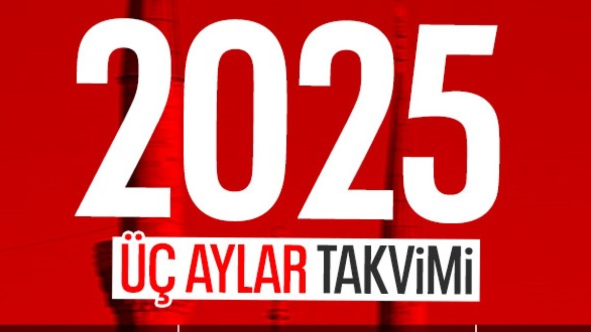 2025 Yılı Üç Aylar takvimi