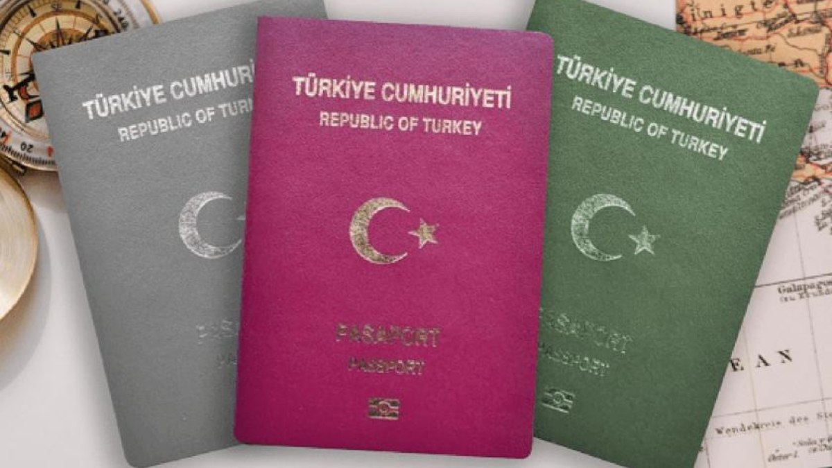 Yeşil ve gri pasaporta 