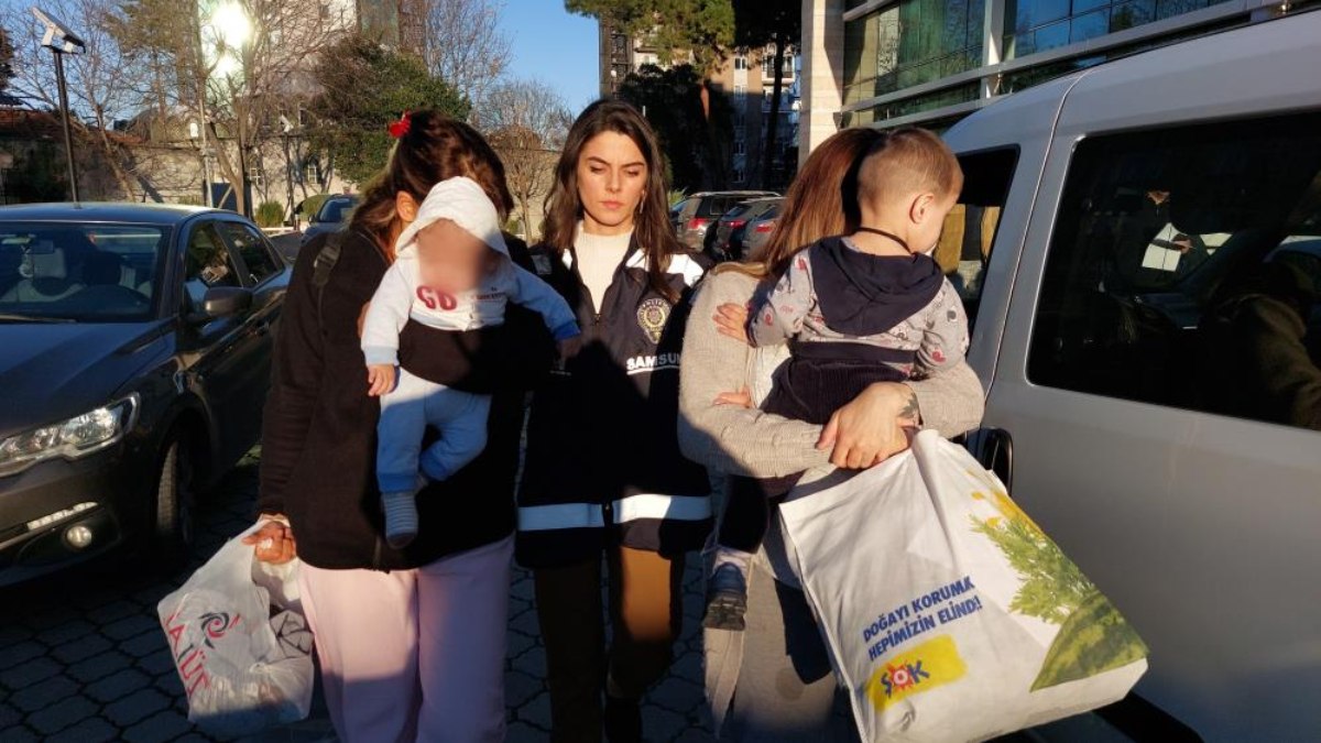 Samsun'da kadın hırsızlar kucaklarında çocuklarıyla cezaevine gönderildiler