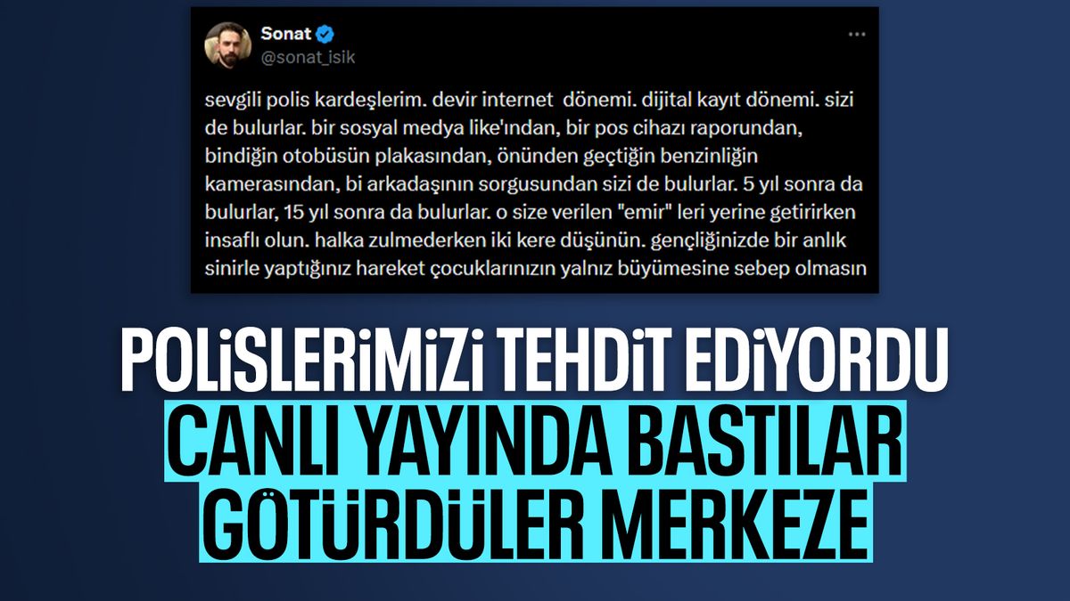 Polisleri tehdit eden fenomen canlı yayında gözaltına alındı